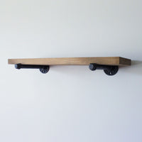 Wood shelf with brackets