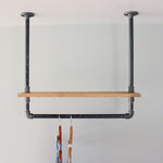 Ceiling hang bar with shelf