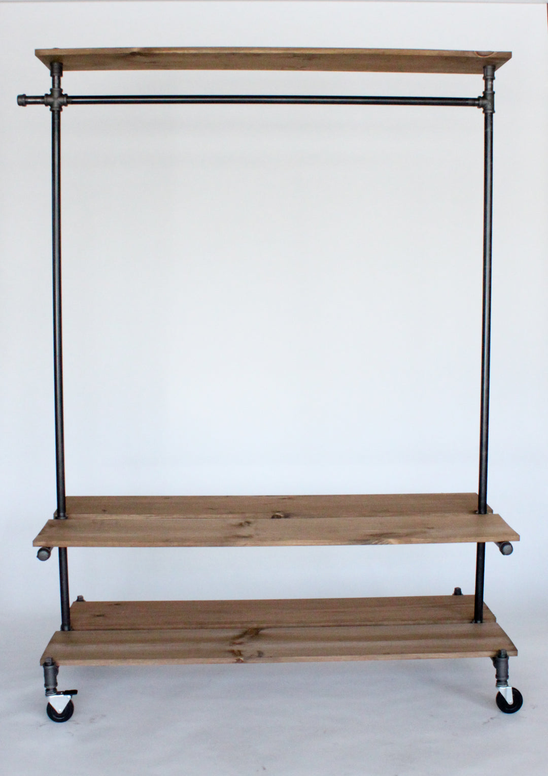 Double shelf clothing rack with top shelf – Monroe Trades